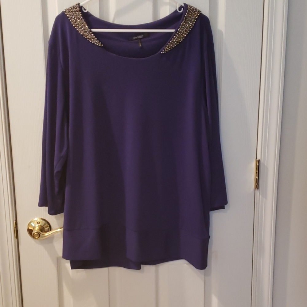 Purple Beaded Collar Sweater